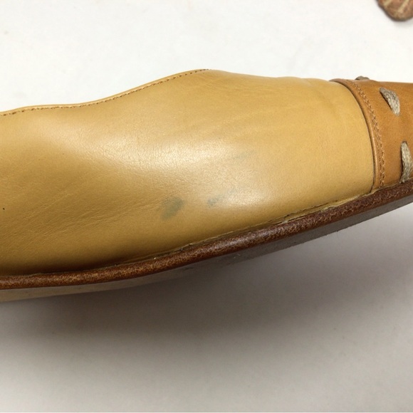 Manolo Blahnik Tan and Brown Flats - Picture 6 of 7